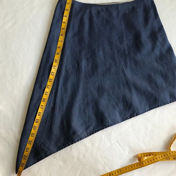 Emporio Armani Asymmetrical Mini Skirt Linen Blue - Picture 14 of 15